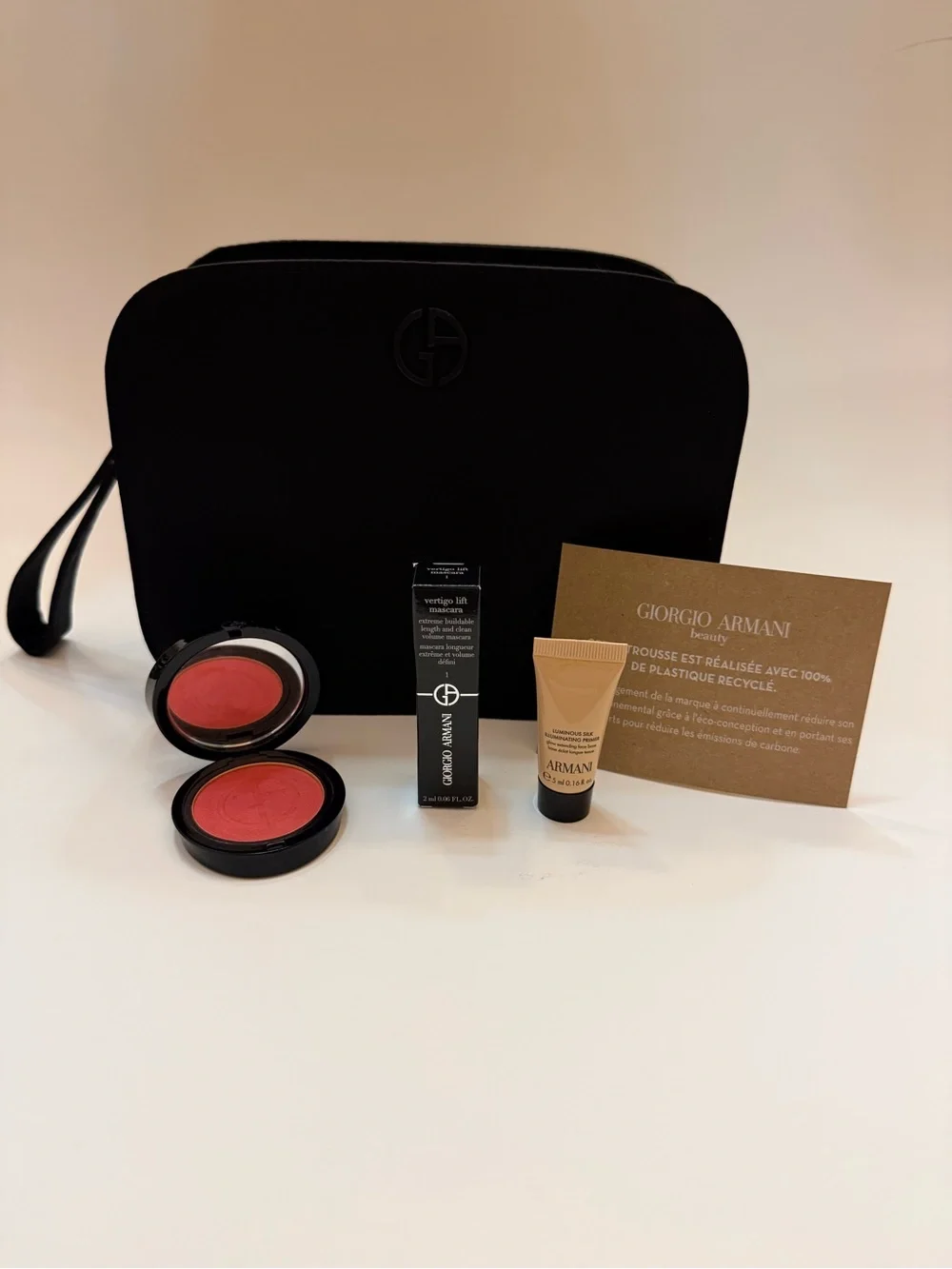 Giorgio Armani Women’s Makeup Set with Coral-Red Cream Blush